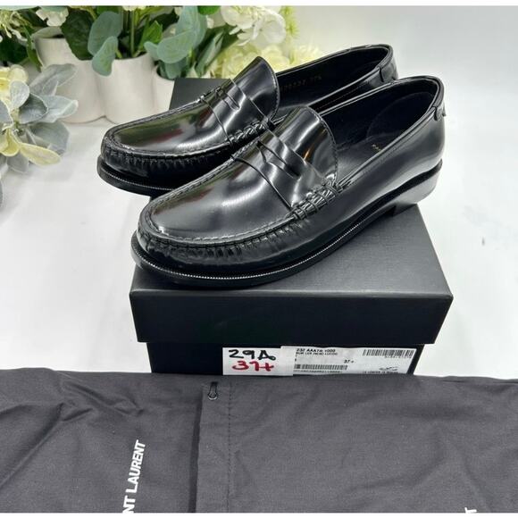 Women's Saint Laurent leather penny loafers size 37.5 made in Italy - Picture 5 of 13